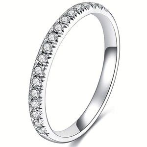 Moissanite sterling silver platinium wedding band